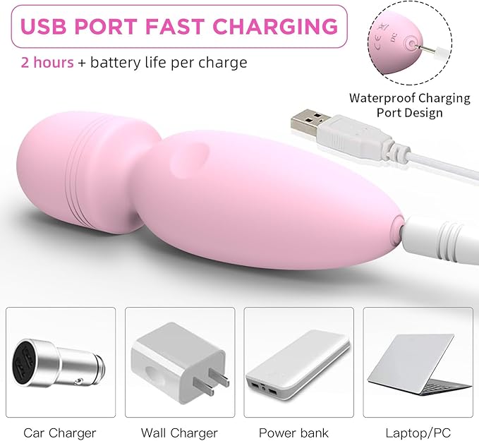 Fuwyiy Mini Massager Tools,Small Waterproof Cordless Handheld Massager with 10 Vibration Modes, Personal Handheld Massager for Back(Pink)