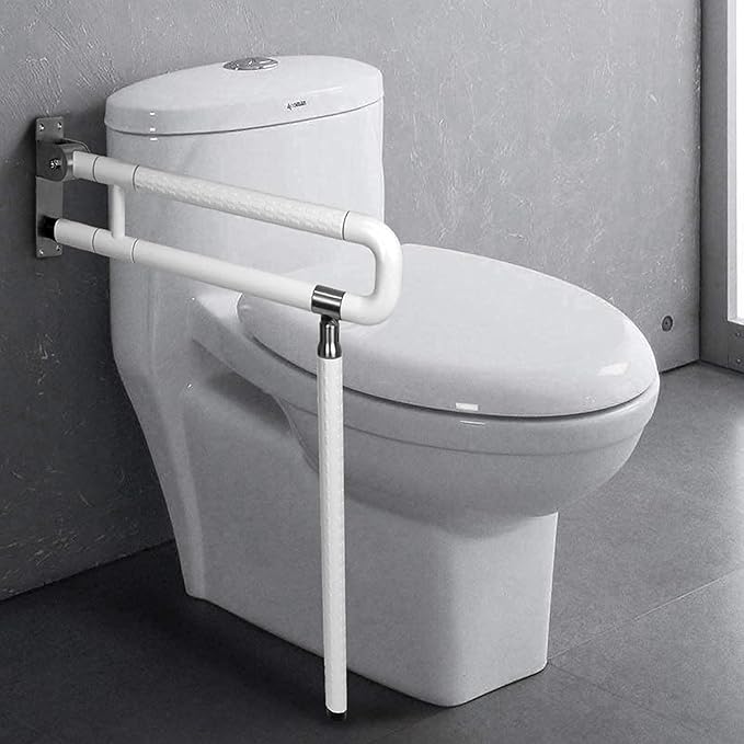 Nisorpa 29.7 INCH Foldable Toilet Grab Bar Flip Up Arm Grab Bars Handrails Grab Bars for Bathroom Toilet Anti Slip Safety Rails for Elderly Pregnant Women Disabled Handicap