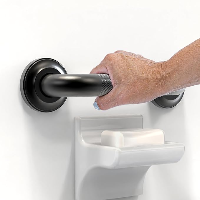 1-1/4" Knurled Grab Bar, ADA Compliant Bath Safety Shower Handrail, Bathroom Mobility Aid Handle for Seniors and Disabled, Heavy Duty 500lbs Support