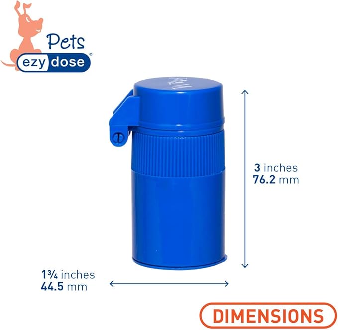 EZY DOSE Pill Crusher and Cutter for Dogs and Pets, Daily Usage, Safely Cuts and Crushes Pills, Vitamins and Tablets, Accurate and Easy Cutting, Great for Hiding Medication in Treats, Blue, BPA Free