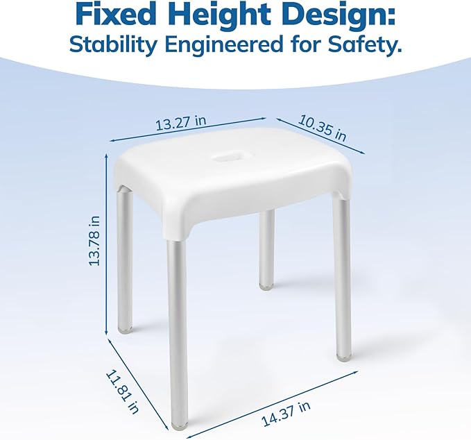 Umimile Shower Stool for Inside Shower - Fixed Height, Sturdy 330 lb Bath Seat and Shower Chair - Anti-Slip Safety Shower Seat for Elderly and Disabled, Tool-Free Assembly (Height: 13.8")