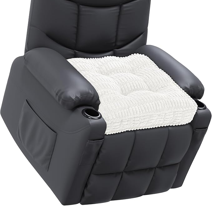 idee-home Recliner Cushions for Elderly, 20x20x5 Inch Corduroy Recliner Seat Cushion Tufted, Large Square Seat Cushion for Recliner Chair, Floor Pillow, Boosting Support Reduce Hip Pain, Beige