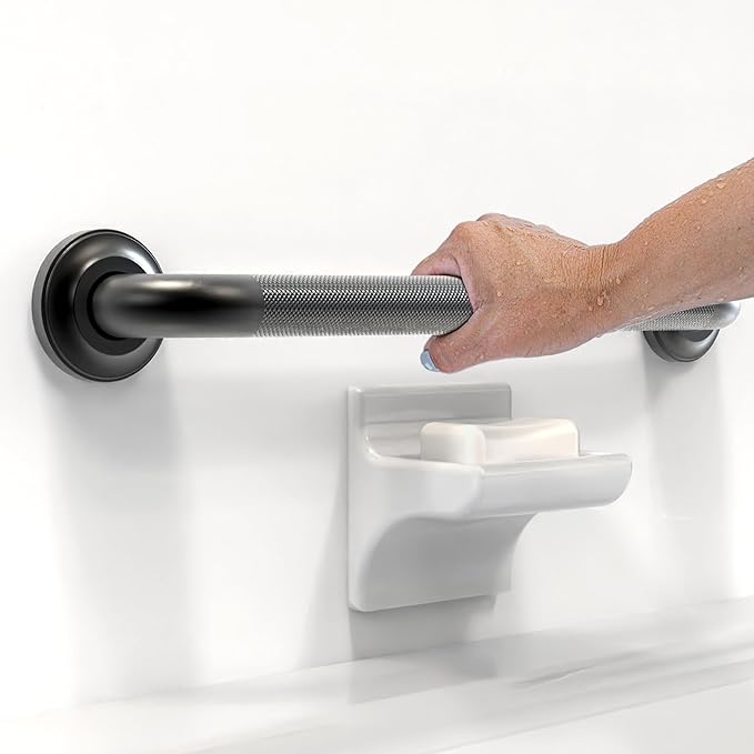 1-1/4" Knurled Grab Bar, ADA Compliant Bath Safety Shower Handrail, Bathroom Mobility Aid Handle for Seniors and Disabled, Heavy Duty 500lbs Support