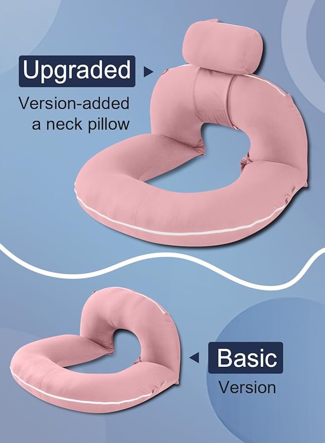 INSEN Reading Pillow, Back Pillow for Sitting in Bed for Reading, Nurse & Relax, Reading Pillow for Adults, Moms & Kids, Sit Up Pillow for Bed, Pink