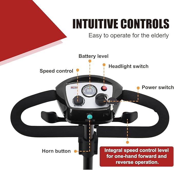 Mobility Scooter for Seniors and Adults M1 Gloss Black, 300W Motor, 9” Solid Tires, Foldable Heavy Duty Electric Scooter, Comfortable Adjustable Seat with 360° Rotation, Portable for Travel