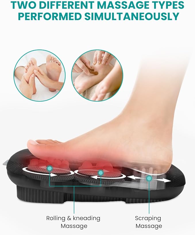 Nekteck Shiatsu Foot Massager with Heat, FSA Eligible Electric Kneading & Scraping Feet Massage Machine for Plantar Fasciitis Pain Relief, Home and Office Relax, HSA Eligible