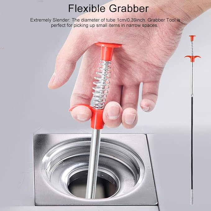 Flexible Grabber Claw Reacher Tool, Extendable Drain Clog Remove Tool With 4 Claws Bendable Hose Pickup Reaching Assist Tool for Litter Pick Home Sink Drains Toilet(SIZE:0.57m)