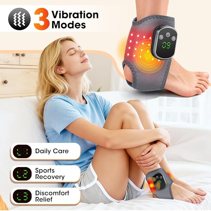 3 in 1 Foot Massager with Heat, Red Light, Triple Therapy, Cordless, Portable Ankle Massager, 3 Vibration Modes, 3 Heat Levels, 5 Intensity Levels, for Circulation, Plantar Fasciitis (Pack of 1)