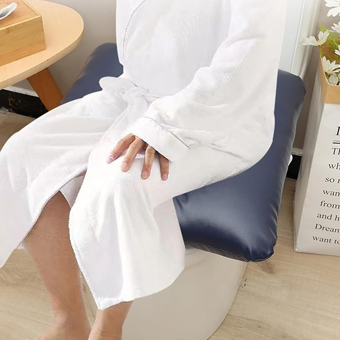 Bedside Commode Cushion - Washable 16.5" X 16.5" Thick Pad PU Cover with Fixing Straps for Commode Chair,Portable Toilet Seat Cushion for Seniors Raz Shower Chair Seat,Blue