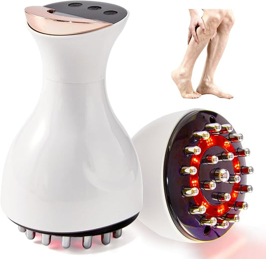 Leg Massager for Circulation and Pain Relief, Lymphatic Drainage & Varicose Veins Support - Calf, Foot & Knee Massager with SoothingPulse, Heat, Light & Vibration - White