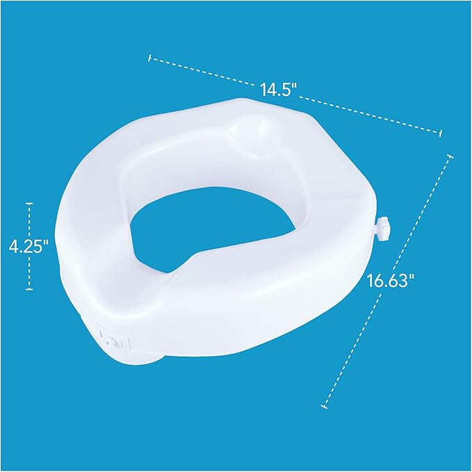 Carex Raised Toilet Seat with Extra Wide Opening - Toilet Seat Riser and Handicap Toilet Seat, White, 1 Count