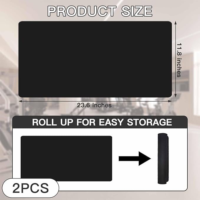 2-Pack Non-Slip Exercise Bike Mat for Peloton & Concept 2 Rower - Protects Hardwood Floors & Carpets - Gym Equipment Mat for Spin Bikes, Trainers, Home Workouts