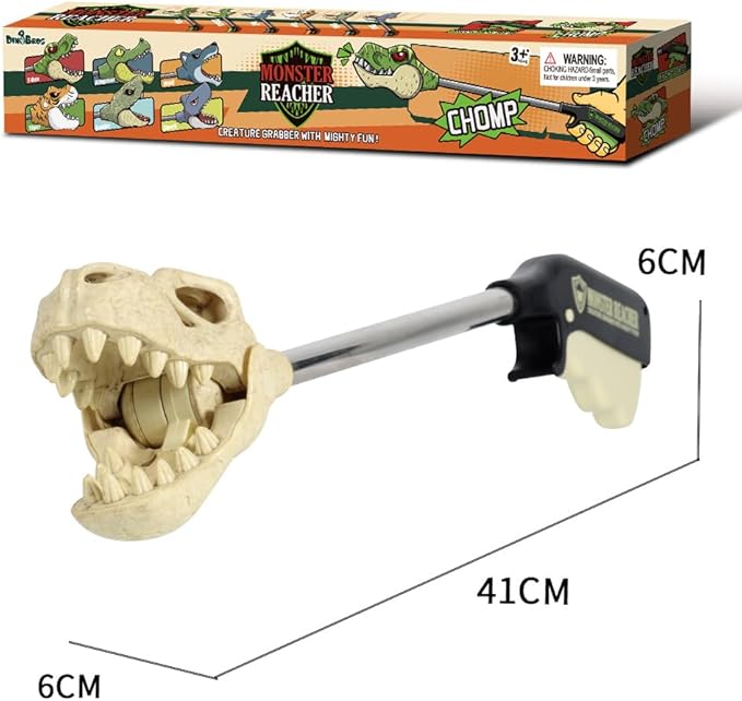 DINOBROS Dinosaur Grabber Toy - 16-Inch Interactive T-Rex Chomper, Dinosaur Fossil Claw Pickup Tool for Kids, Jurassic Dino Toy for Boys and Girls