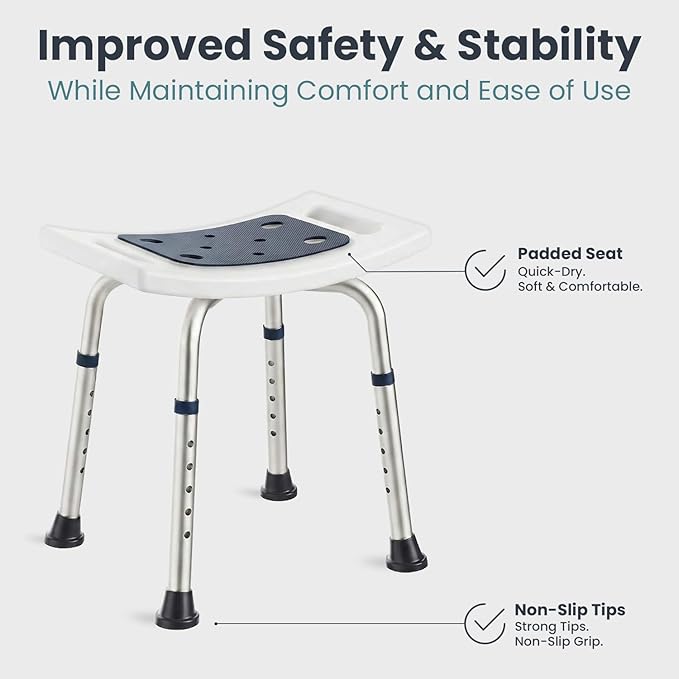 PELEGON® Shower Chair for Inside Shower (300 lb) - Adjustable Height Shower Stool - Shower Seats for Adults, Bath Stools for Shower to Sit, Shower Chair, Shower Stools for Adults Sitting - Teal