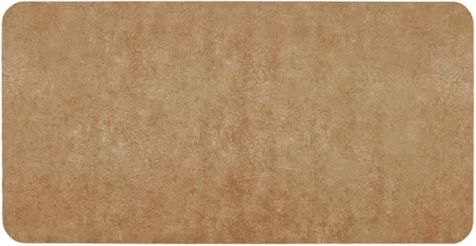 TYUU Bathroom Mat Quick Dry, Bathroom Rugs Non Slip Washable Thin Absorbent Bath Mat Fits Under Door Bathroom Floor Mat Perfect for Bath, Shower, or Sink 24"x48" Camel
