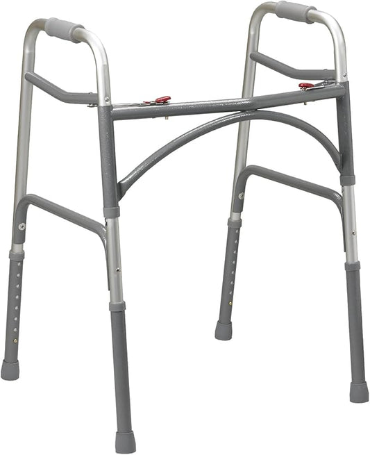 Drive Medical 10220-1 Aluminum Bariatric Walker with Two Buttons, Gray