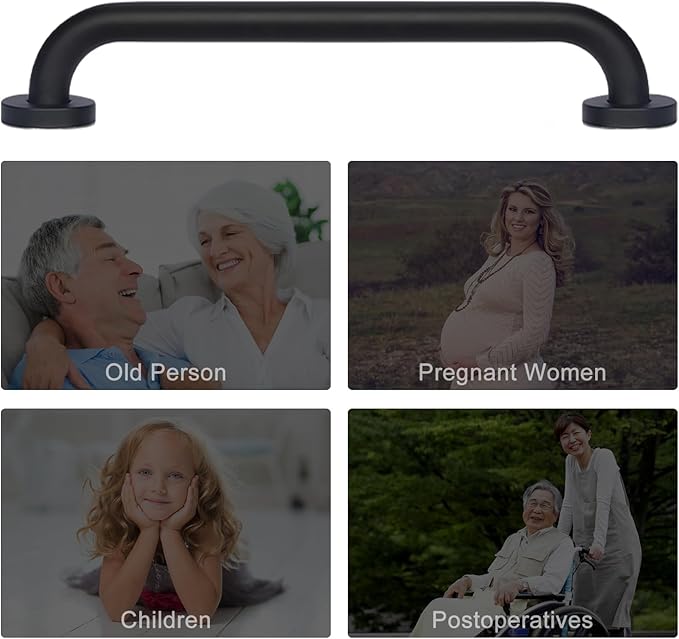 supregear Bathroom Grab Bar, 16 in Non-Slip 201 Stainless Steel Bathroom Safety Grab Bar Oil Rubbed Black Hand Rail for Bathtub Toilet Kitchen Bedroom Shower, Concealed Screw Wall Mounted