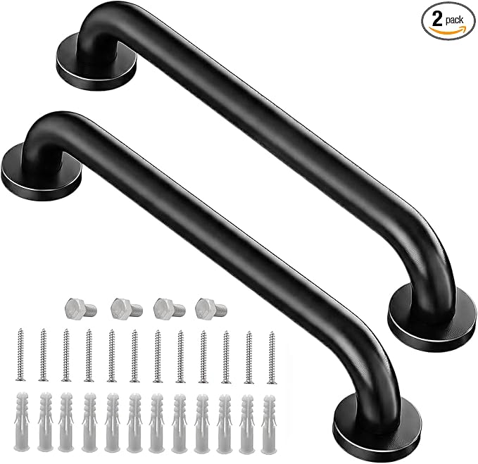 Safety Handle Bar Iron Outdoor Deck Rail Banister Bath Shower Grab Indoor & Outdoor Deck Hand Rail 500LBS Load Capacity Wall Mount Stainless Steel 2 Pack