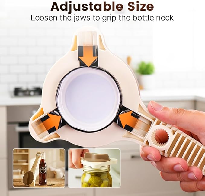 2026 New 4-in-1 Jar Opener - Adjustable Stainless Steel Lid Remover for Seniors & Arthritis Sufferers, Fits Kitchen Jars, Bottles & Cans (1PC)