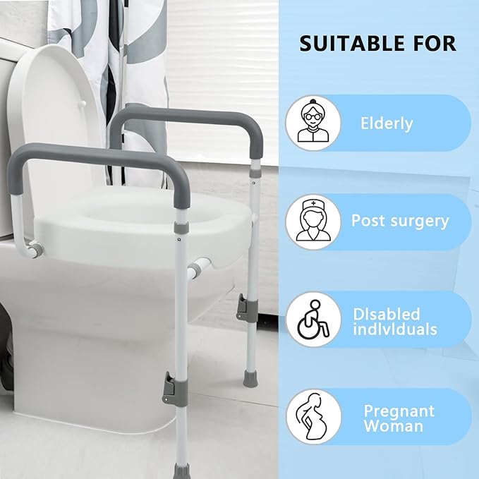 Toilet Seat Risers for Seniors - Raised Toilet Seat with Handles Over Toilet - Elevated Toilet Seat for Handicap & Elderly, Adds 3.5 Inches Height, Assists Standing & Sitting