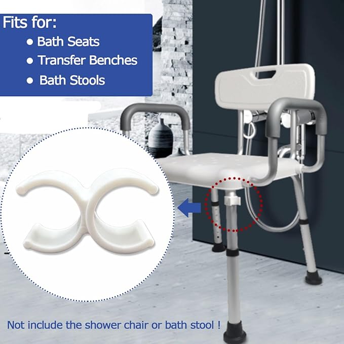 Alloy Shower Holder for Shower Chair, Hands-Free Bathroom Organizer Holder Attachment for Elderly Disabled Senior Safety, Not Include Bath Stool (White)