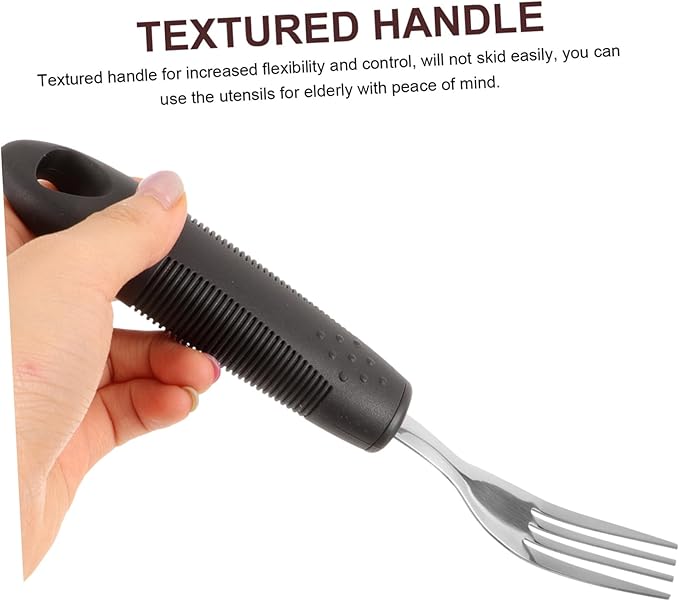 3Pcs Adaptive Utensils for Elderly Tremble Cutlery for Seniors Ergonomic Design with Non Slip Grip for Patients Easy to Clean