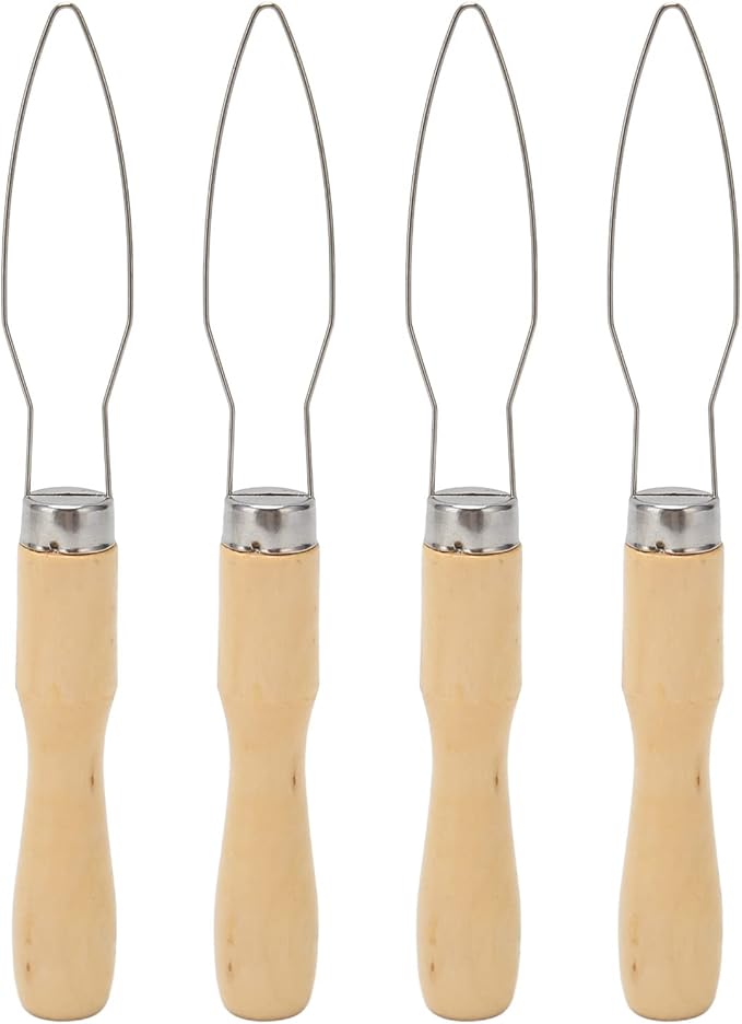 Naroote Button Hook For Seniors, Button Hook Tool 4Pcs Wooden Handle Stainless Steel Wire Semi Flexible Assist Tool with Comfort Grip Handle Assist For The