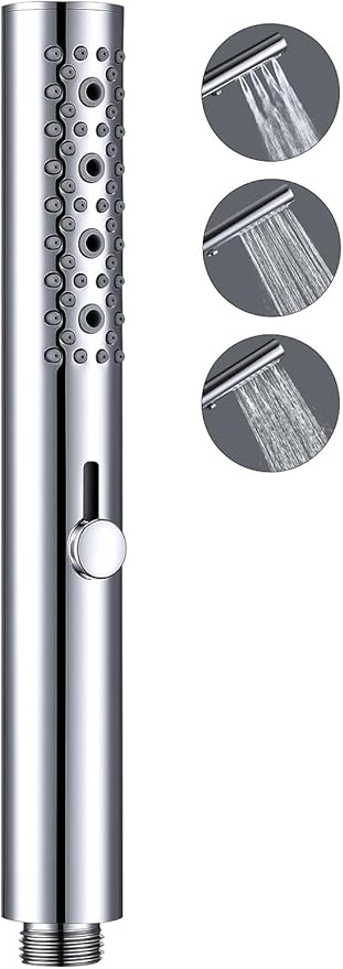 G-Promise All Metal Round 3 Function Handheld Shower Head, Easy and Quick Switch to Massage Mode, Bathroom Shower Wand Design Exquisite Luxury, 2.5 GPM, Chrome