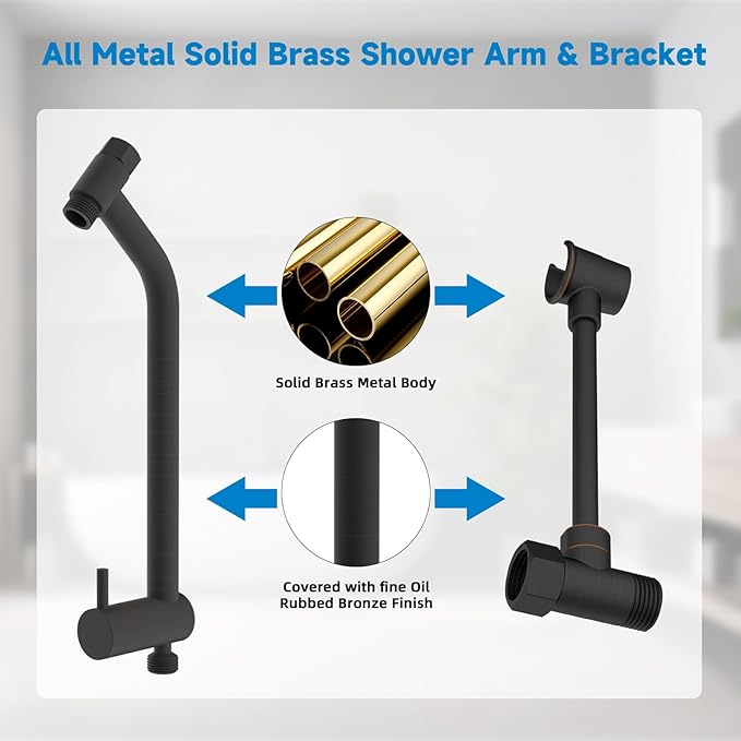 Filtered Shower Heads, All Metal Dual Shower Head with Easy Reach Handheld Spary Combo, 3-Way High Pressure 70 Modes Rainfall Showerhead, 71" Hose, Shower Bracket, 20 Stage Shower Filter, Oil Bronze