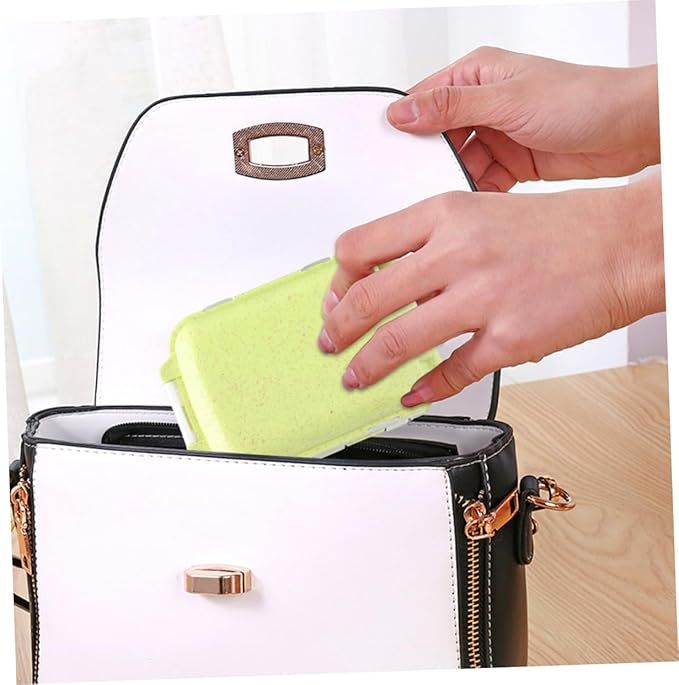 FOMIYES 2pcs Foldable Straw Medicine Organizer Portable Pill Case Pocket Dispenser