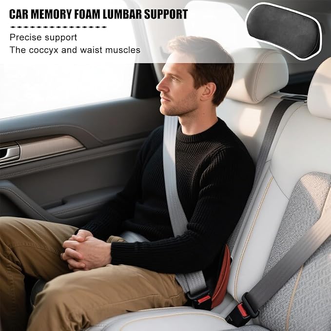 Zpana Car Lumbar Support Pillow, Memory Foam Vehicle Seat Lower Back Support Cushion for Back Pain Relief & Sciatica, Comfortable Auto Driver Seat Pad, Universal for Vehicles (Black)
