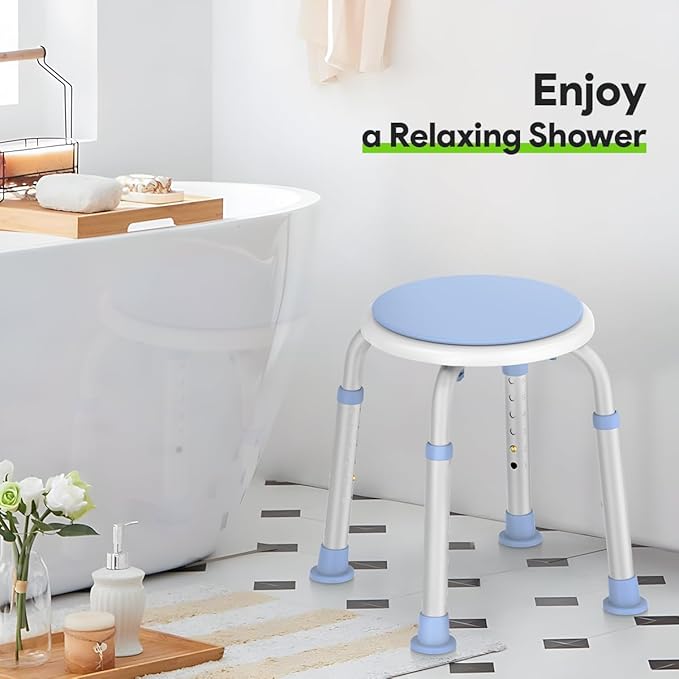 Delog 360 Rotating Swivel Shower Seat - Adjustable Seat for Tub & Small Bathtub - 300lb Capacity with Anti-Slip Rubber Tips