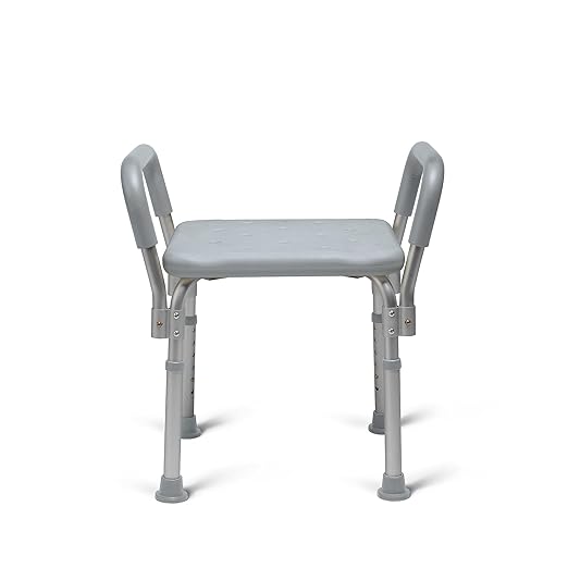 Medline Backless Shower Chair with Arms - 350 lb. Capacity, Bench, Stool, Seat for Elderly, Seniors Independent Adult and Disabled Adults