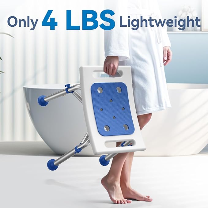Loyoda FSA/HSA Eligible Heavy Duty Shower Chair for Inside Shower, 500lb Weight Capacity, Height-Adjustable Shower Bench with Padded Seat, Shower Stool Suitable for Elderly and Disabled
