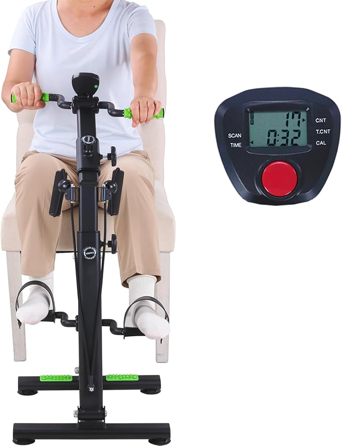 Pedal Exerciser Bike for Seniors, Arm Leg Hand and Knee Elderly Exercise Equipment, Sitting Home Exercise Machine for Total Body, Upper and Lower Limb Physical Therapy Trainer