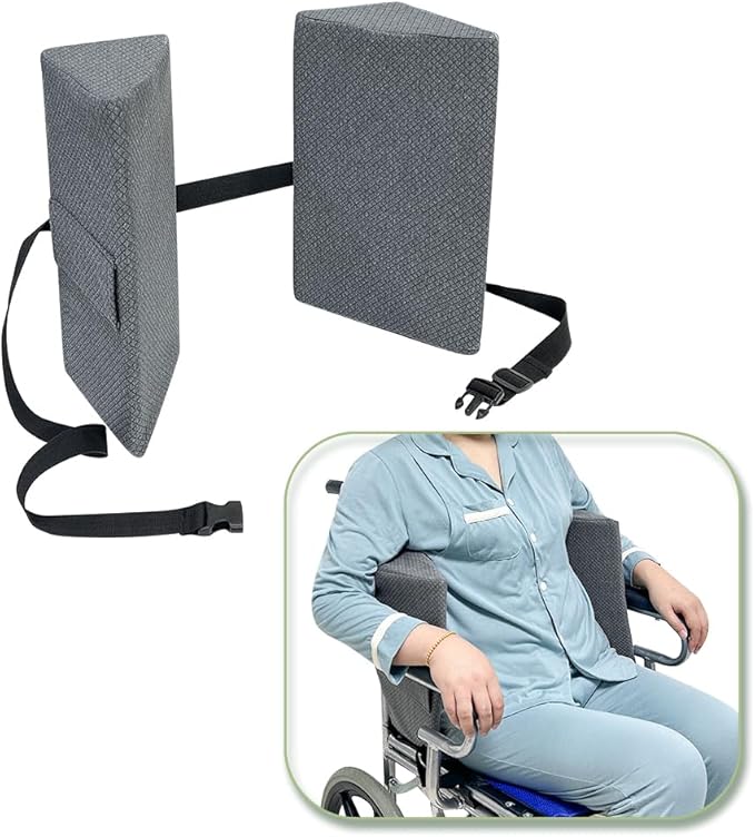 KAAMOS Lateral Support for Wheelchair Side Guards Wheelchair Lateral Support Cushion Posture Foam Wedge Pillows Contoured Wheelchair Cushion Side Padding for Seniors Better Posture with Strap
