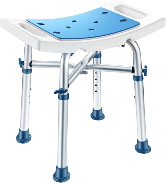 Aliseniors Shower Chair for Inside Shower - Nonslip Bath Shower Stool with Padded Seat Holes for Tub and Bathroom - Comfortable Bathing Bench for Elderly, Senior or Disabled and Handicap