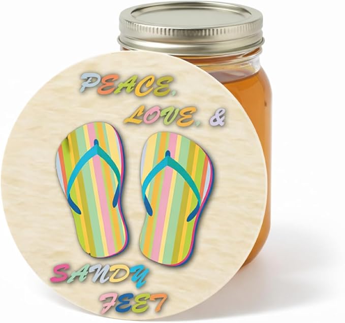 Andreas Silicone Jar Opener, Peace, Love, Sandy Feet – 6.25" Non-Slip Lid Gripper & Garlic Peeler,Food and Dishwasher Safe, Multi-Use, Durable Silicone & Fabric, Made in the USA, JO-422