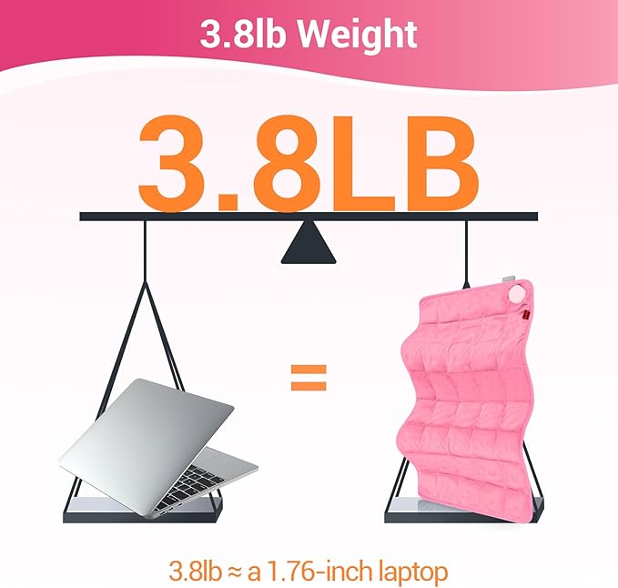 Comfytemp Far Infrared Large Heating Pad 17"×33" for Deeper Back & Period Relaxation, Weighted Electric Heat Pad with Evenly Filling Ceramic Bead for Better Fit, Mothers Day Gifts, XL Heated Pad, Pink