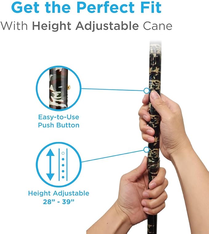 NOVA Offset Walking Cane for Seniors, Men & Women – Lightweight Adjustable Walking Cane with Soft Foam Grip, Wrist Strap, Anti-Rattle Lock & Non-Slip Tip – Stylish Mobility Aid