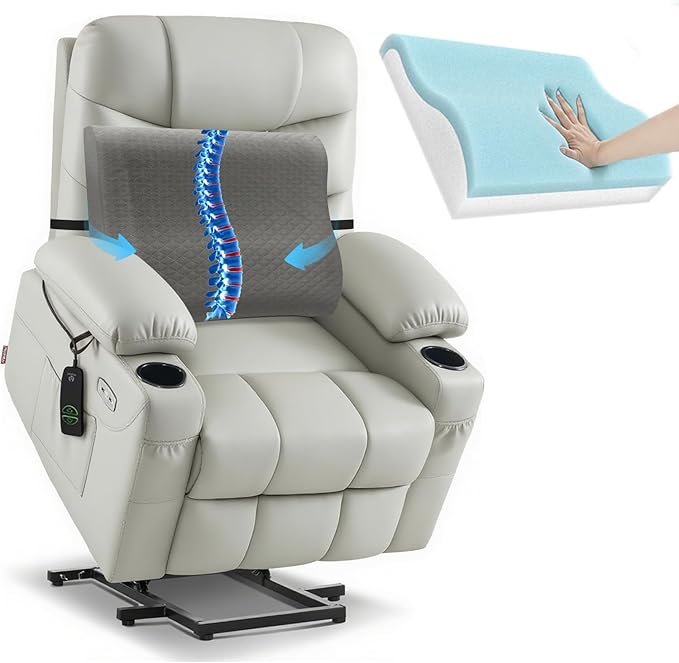 Lumbar Support Pillow for Recliner Chair - 17"x15"x5" Ergonomic Back Cushion with Gel Memory Foam, Adjustable Straps & Washable Cover, Back Pain Relief for Office Car Seat (Dark Grey)