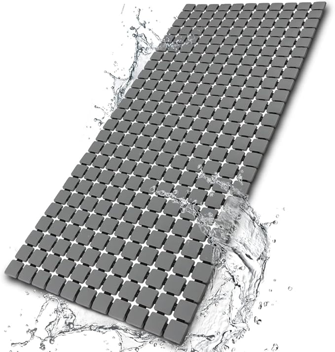 BEMISO Shower Mat Non Slip Bathtub Mat with Suction Cups and Drain Holes Bath mat for tub 33.4 x 15.7 Inch Large Size