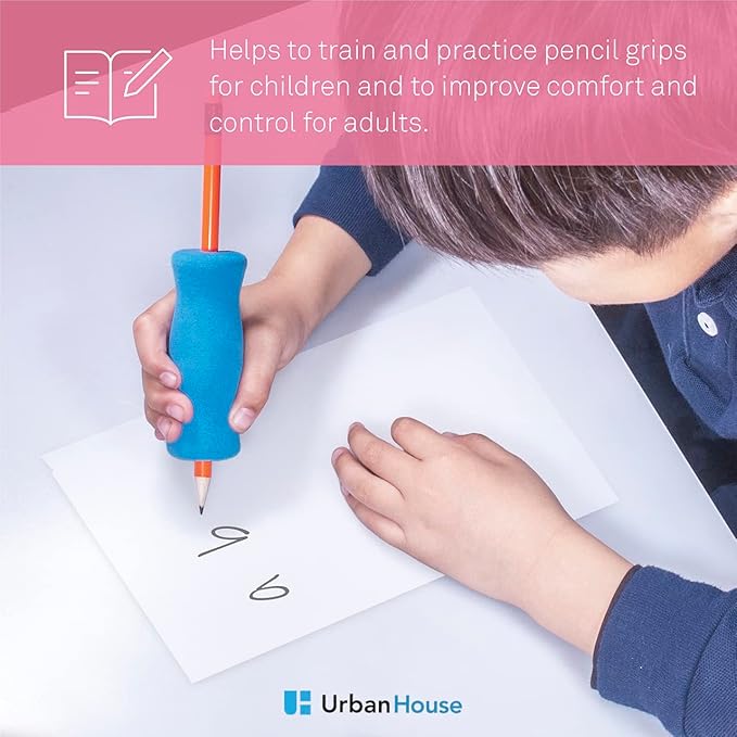 Soft Foam Pencil Grip for Kids and Adults, Open Slip Easy Insert Pen Paint Brush Holder for Right-Handed and Left-Handed Use