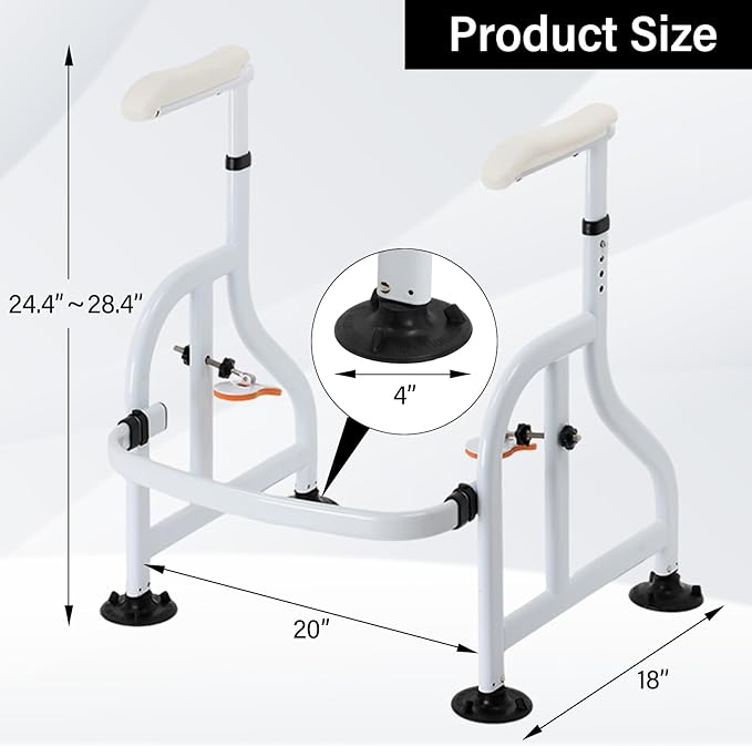Neoaider Toilet Safety Rails with Adjustable Handrails, 300 Lbs Weight Capacity Toilet Rails, Toilet Safety Frames & Rails for the Elderly, Pregnant Women, Patients