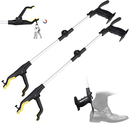 32" Grabber Reacher Tool,2-Pack Foldable Reacher Grabber Pickup Tool with Shoehorn,Trash Picker Upper Grabber,Bend-Free Gifts for Seniors