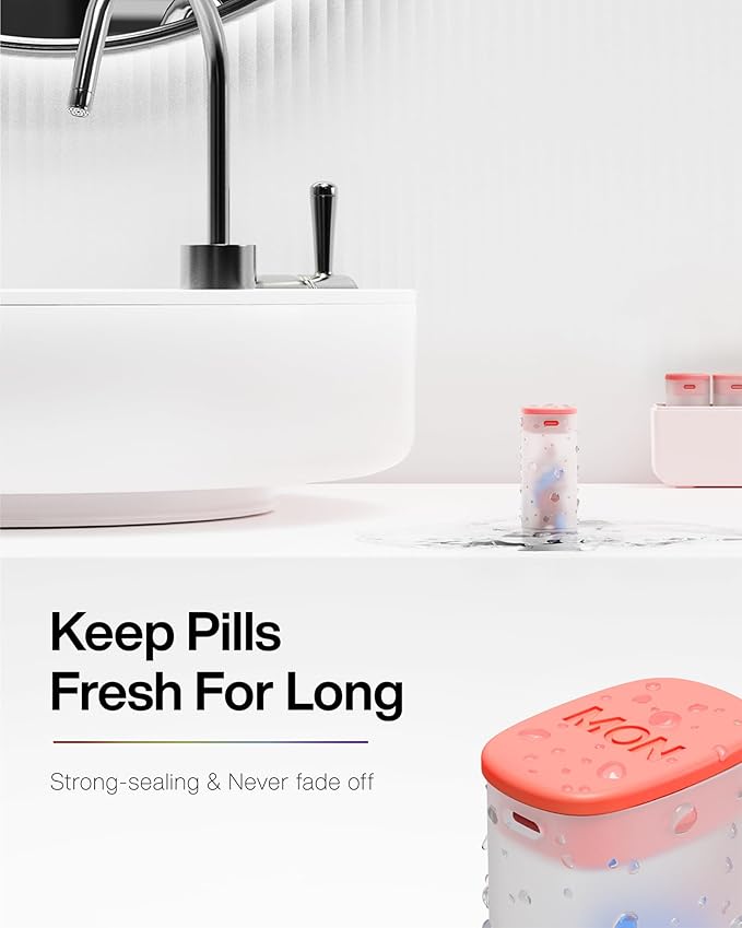 Weekly Pill Organizer 1 Time a Day - Travel Pill Box 7 Days, Large Medicine Pill Case Container for Daily Medication Vitamin Supplement Fish Oil, Portable Week Pills Organizers Holder Dispenser, Pink