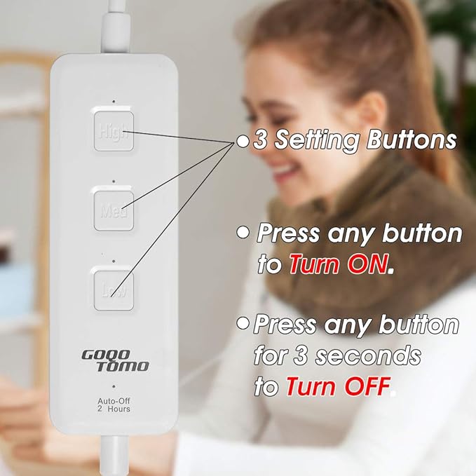Heating Pad for/Shoulders/Neck/Back/Waist/AbdomenPain and Wrap Cramps Relief - Moist and Dry Heat Therapy with Auto-Off Electric Hot Heated Pad by GOQOTOMO-20 x25“ HW-PJ