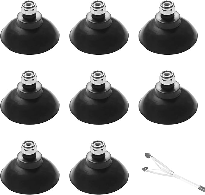 8 Pcs Replacement Gripper Cups Compatible with Arcmate EZ Reacher Accessory Tips, Outdoor Heavy Reacher Grabber Tips Part-Black, UV Resistant, Rubber Cups with Locknuts