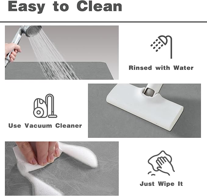 TYUU Bathroom Mat Quick Dry, Bathroom Rugs Non Slip Washable Thin Absorbent Bath Mat Fits Under Door Bathroom Floor Mat Perfect for Bath, Shower, or Sink 20"x30" Light Grey