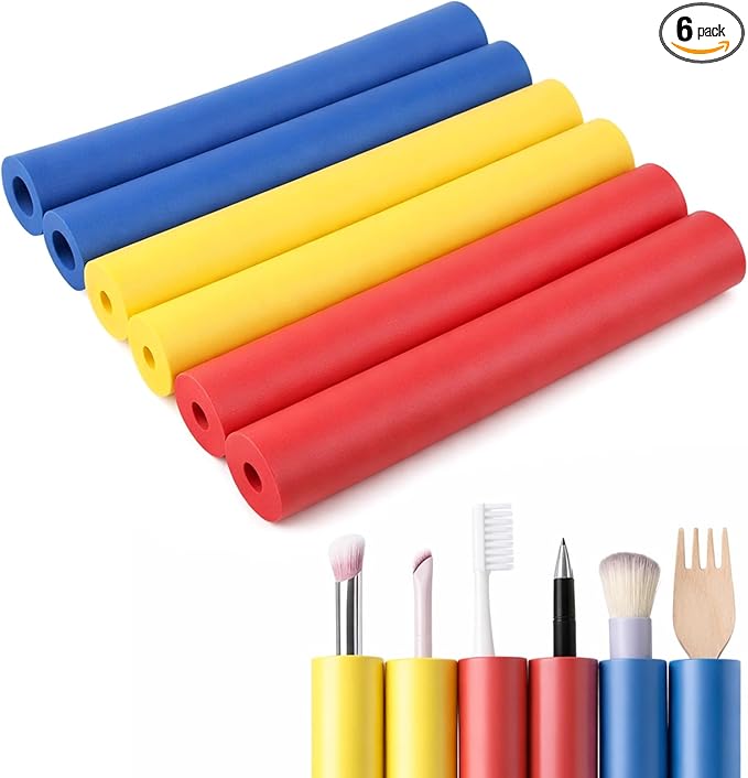Foam Grip Tubing 6 Pcs Adaptive Utensils for Elderly, Built up Grip Aid for Utensils, Adaptive Utensil Cutlery Padding Handle Tools and Pens for Disabled, Adults, Elderly, Arthritic and Handicapped